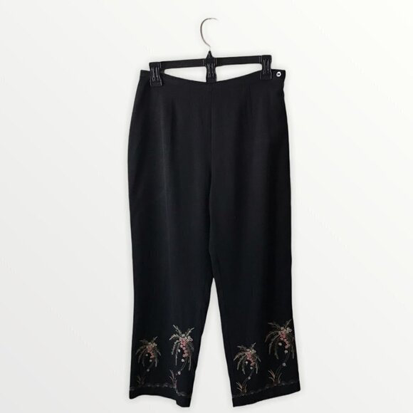 Tori Richard Black Floral Ankle Lounge Pants - Picture 1 of 11